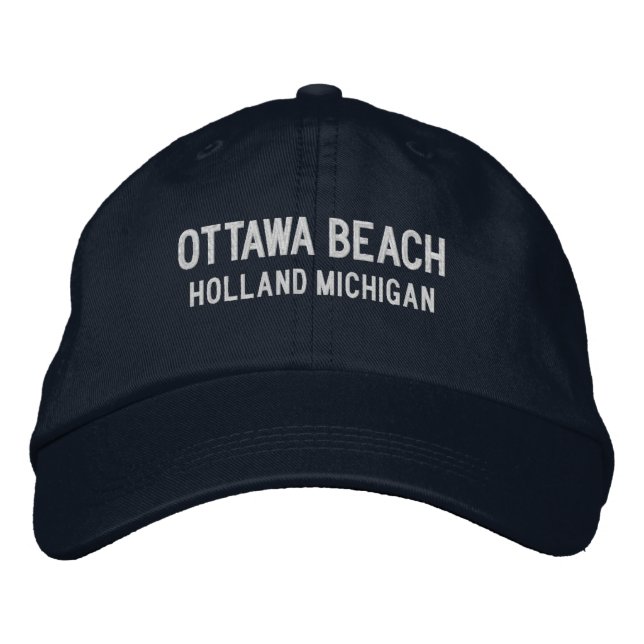 Ottawa Beach Michigan Broderad Basebollmössa Keps (Framsida)