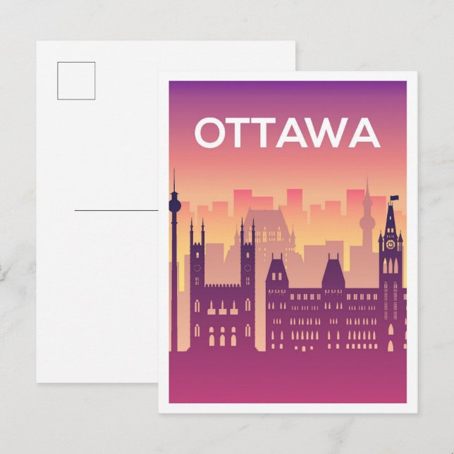 Ottawa Canada Art Travel Illustration Vykort (Fram/baksida)