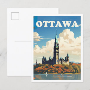 Ottawa Canada Art Vintage resor Illustration Vykort