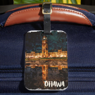Ottawa Canada by Night Travel Watercolor Bagagebricka