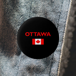 Ottawa Canada Canadian Flagga Mörk Färg Knapp