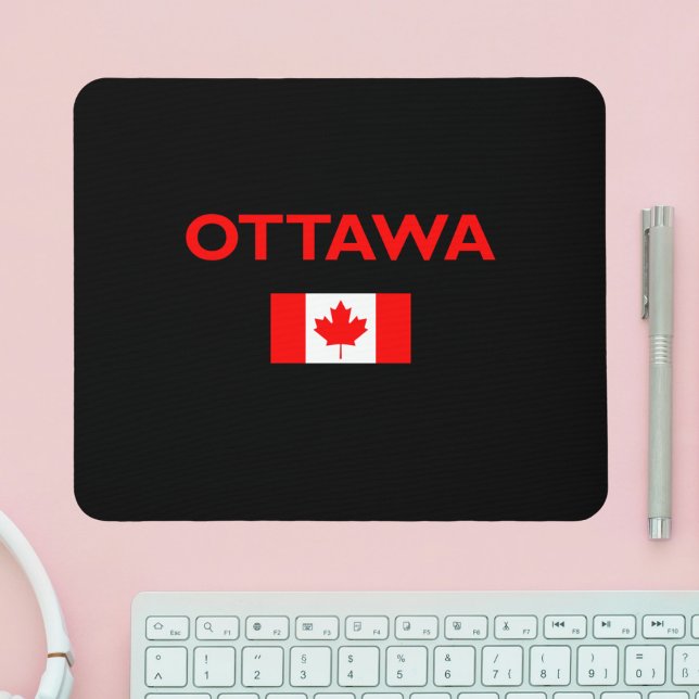 Ottawa Canada Canadian Flagga Mörk Färg Musmatta (Skapare uppladdad)