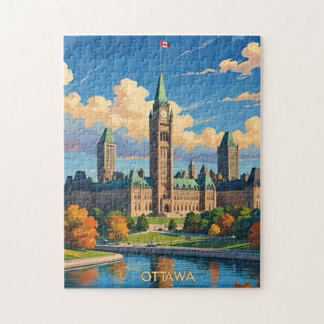 Ottawa Canada Parliament Byggnad, City Skyline Pussel (Vertikal)
