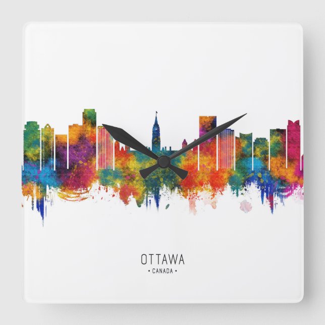 Ottawa Canada Skyline Fyrkantig Klocka (Framsida)