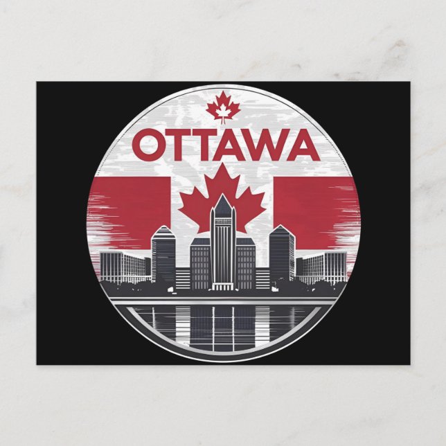 Ottawa Canada Skyline Retro Cityscape Vykort (Framsida)