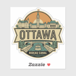 Ottawa Canada Skyline Vintage Travel Badge  Klistermärken