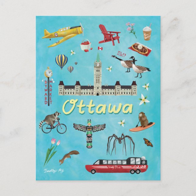 Ottawa Canada Summer Greetings Vykort (Framsida)