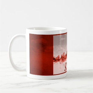 Ottawa horisont med röd grunge kaffemugg