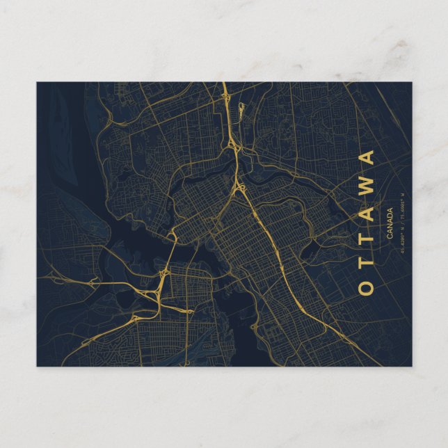Ottawa Kanada Karta Minimal Vykort (Framsida)
