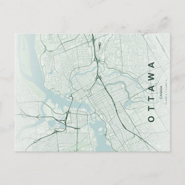 Ottawa Kanada Karta Minimal Vykort (Framsida)