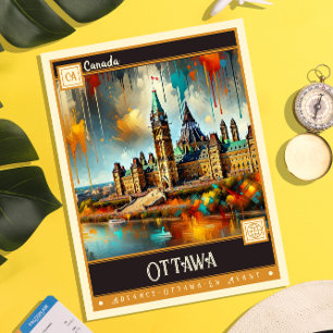 Ottawa, Kanada Måla Vintage Vykort