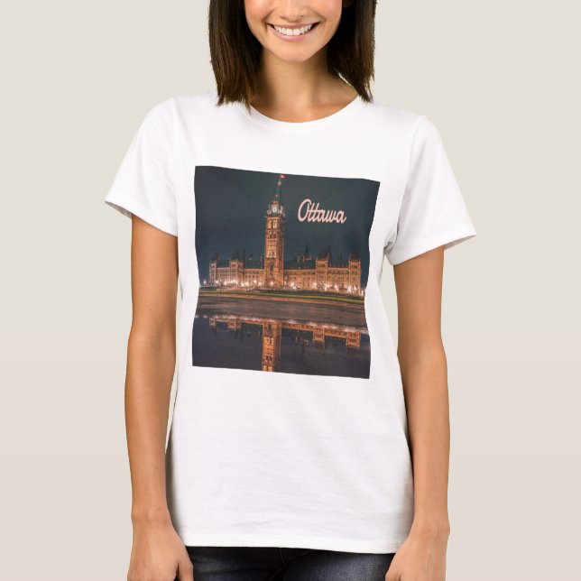 Ottawa Kanada Ontario Parliament Backe T Shirt (Framsida)