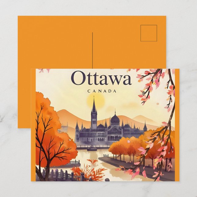 Ottawa Kanada Parlamentsbyggnad, Stadssiluett Vykort (Fram/baksida)