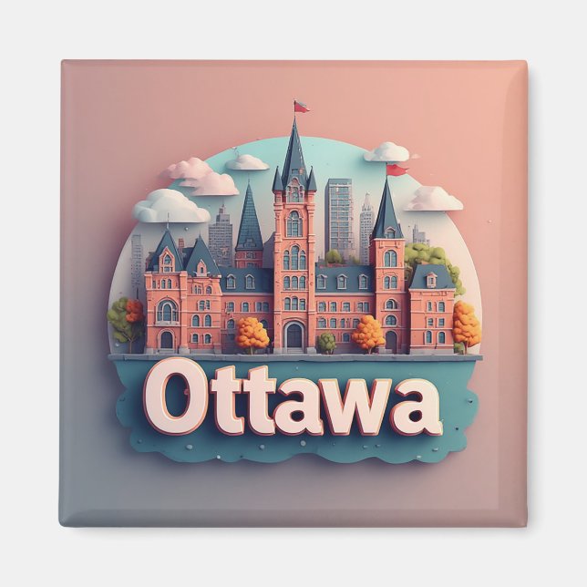🧲 Ottawa Kanada Resminne för Resenärer 🍁 Magnet (Framsidan)