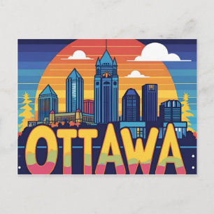 Ottawa Kanada Siluett – Djärvt Retro Solnedgång St Vykort