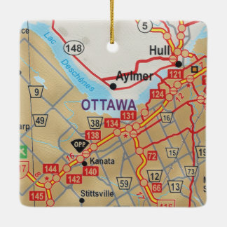 Ottawa ON Road Karta Julgransprydnad Keramik