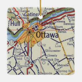 Ottawa ON Vintage Karta Julgransprydnad Keramik
