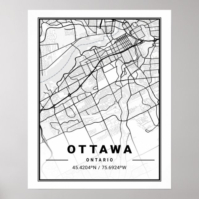 Ottawa Ontario Canada Travel City Karta Poster (Framsidan)