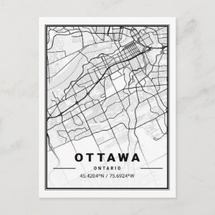 Ottawa Ontario Canada Travel City Karta Poster Vykort