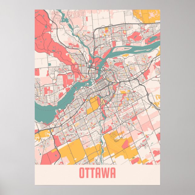 Ottawa - Ontario Chalk City Karta Poster (Framsidan)