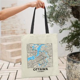 Ottawa, Ontario City Map Tote Bag Tygkasse