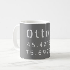 Ottawa Ontario Latitude & Longitud Kaffemugg