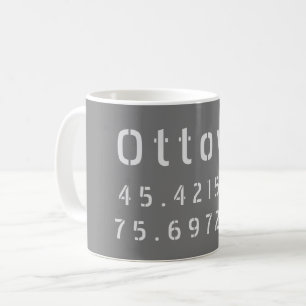 Ottawa Ontario Latitude & Longitud Kaffemugg