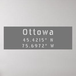 Ottawa Ontario Latitude & Longitud Poster