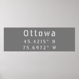 Ottawa Ontario Latitude & Longitud Poster