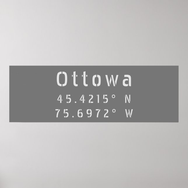 Ottawa Ontario Latitude & Longitud Poster (Framsidan)