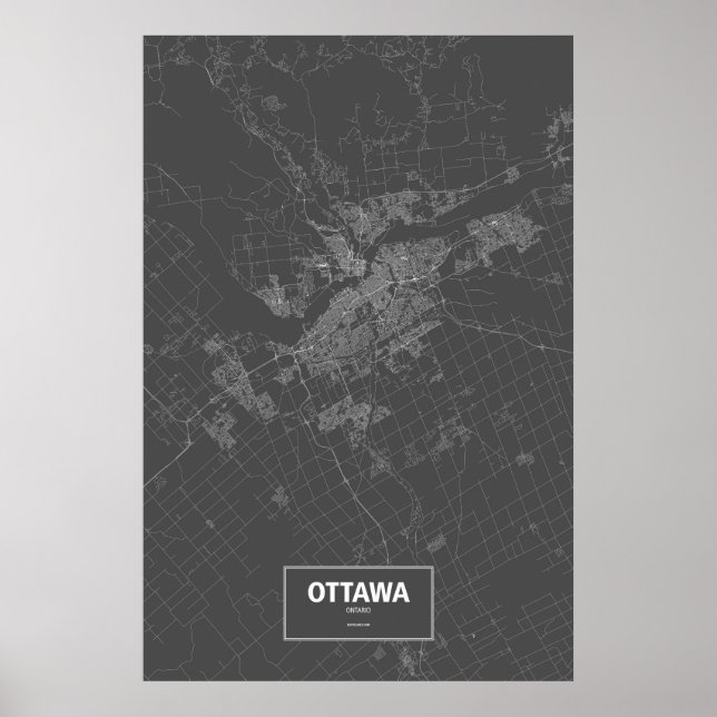 Ottawa, Ontario (vit på svart) Poster (Framsidan)