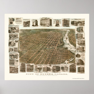 Ottawa PÅ, Kanada panorama- karta - 1895 Poster