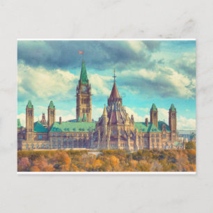 Ottawa-parlamentet Backe Ontario Canada Art Vykort