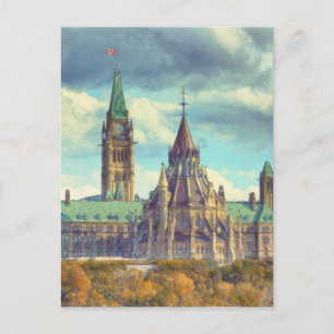 Ottawa-parlamentet Backe Ontario Canada Art Vykort