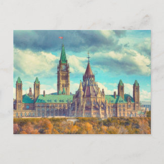 Ottawa-parlamentet Backe Ontario Kanada Art Postca Vykort