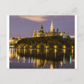 Ottawa-parlamentet i natt vykort