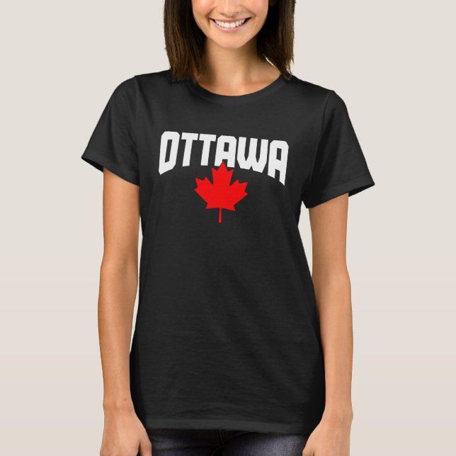 Ottawa Quebec Maple Leaf Canada Canadian Flag Prid T Shirt (Framsida)