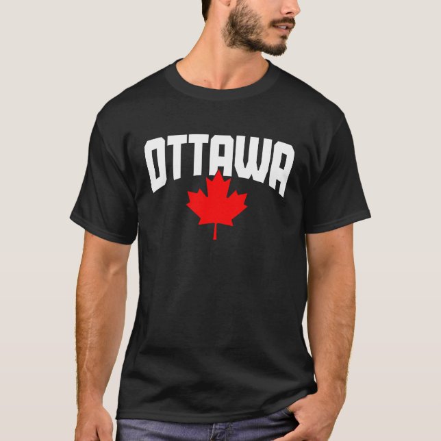 Ottawa Quebec Maple Löv Canada Canadian Flagga Pri T Shirt (Framsida)