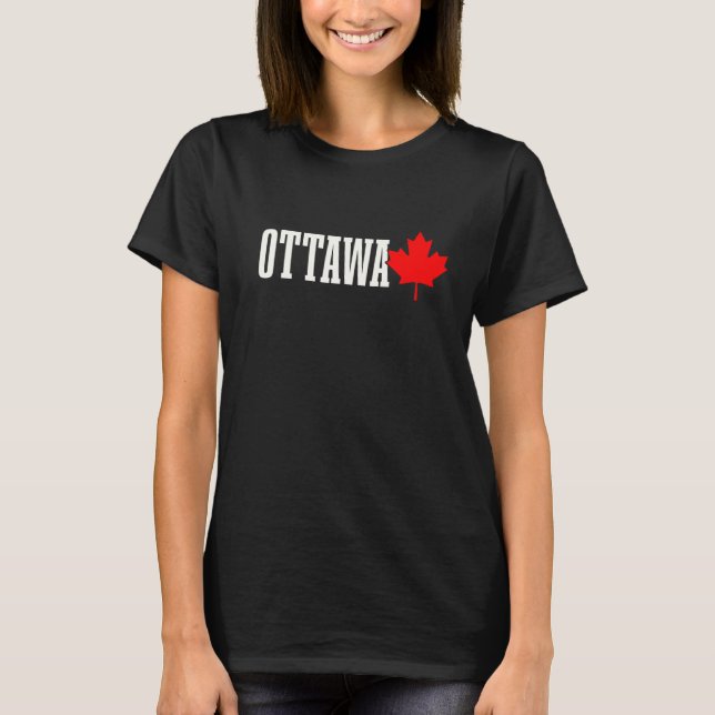 Ottawa Quebec Maple Löv Canada Canadian Flagga Pri T Shirt (Framsida)