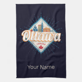 Ottawa Skyline Ontario Retro Canada Vintage Kökshandduk