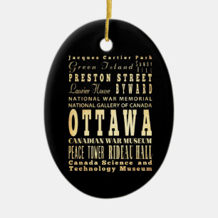 Ottawa stad av Kanada typografikonst Julgransprydnad Keramik