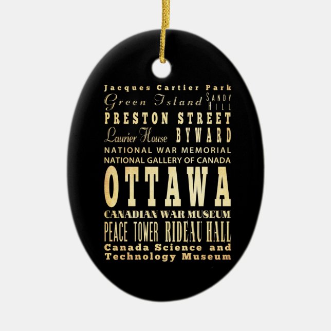 Ottawa stad av Kanada typografikonst Julgransprydnad Keramik (Framsidan)