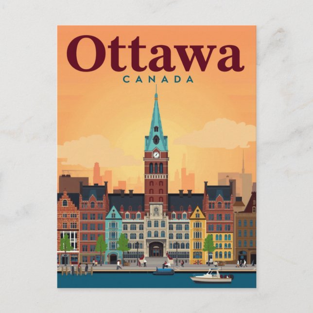 Ottawas klocktorn ByWard Market Vykort (Framsida)