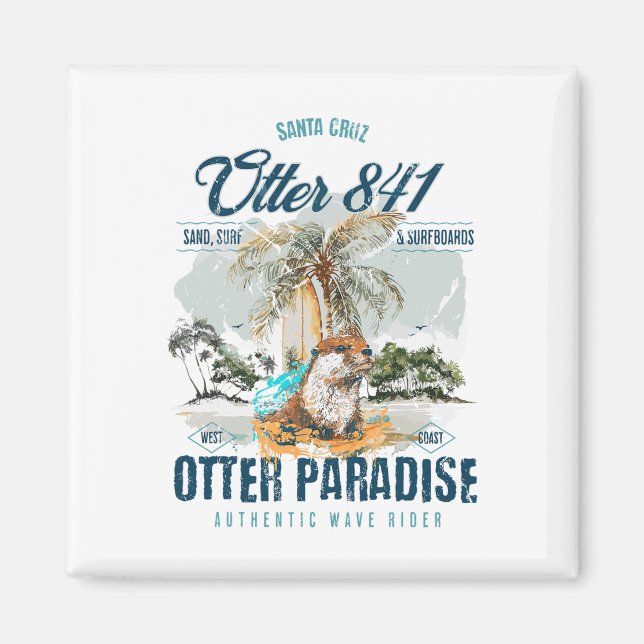 Otter 841 Surfande Utter 841 Kalifornien Surfbräda Magnet (Framsidan)