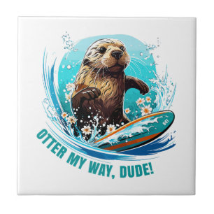 Otter 841 Surfande utter Hon stjäl surfbrädor Utte Kakelplatta