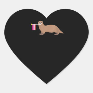 Otter Älskare Flagga av yttre Lesbisk Cute Rainb Hjärtformat Klistermärke