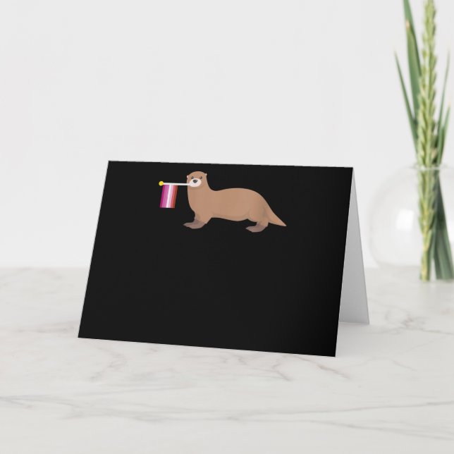 Otter Älskare | Flagga av yttre Lesbisk Cute Rainb Kort (Framsida)