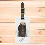 Otter Älskare Monogram Personlig Bagagebricka<br><div class="desc">Den här designen har skapats genom digital grafik. Det kan vara personlig i området att tillhandahålla eller anpassa genom att klicka för att anpassa ytterligare alternativ och ändra namn, initialer eller ord. Du kan också ändra texten färg och stil eller ta bort texten för en bilddesign. Kontakta mig på colorflowcreations@gmail.com...</div>