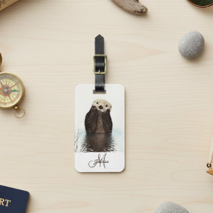 Otter Älskare Monogram Personlig Bagagebricka