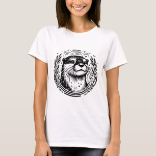 Otter Ansikte Botanical Illustration T Shirt
